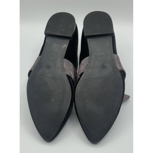 1901 Ladies Black Velvet Flats with Fabric Bows Size 9 M - Picture 10 of 11